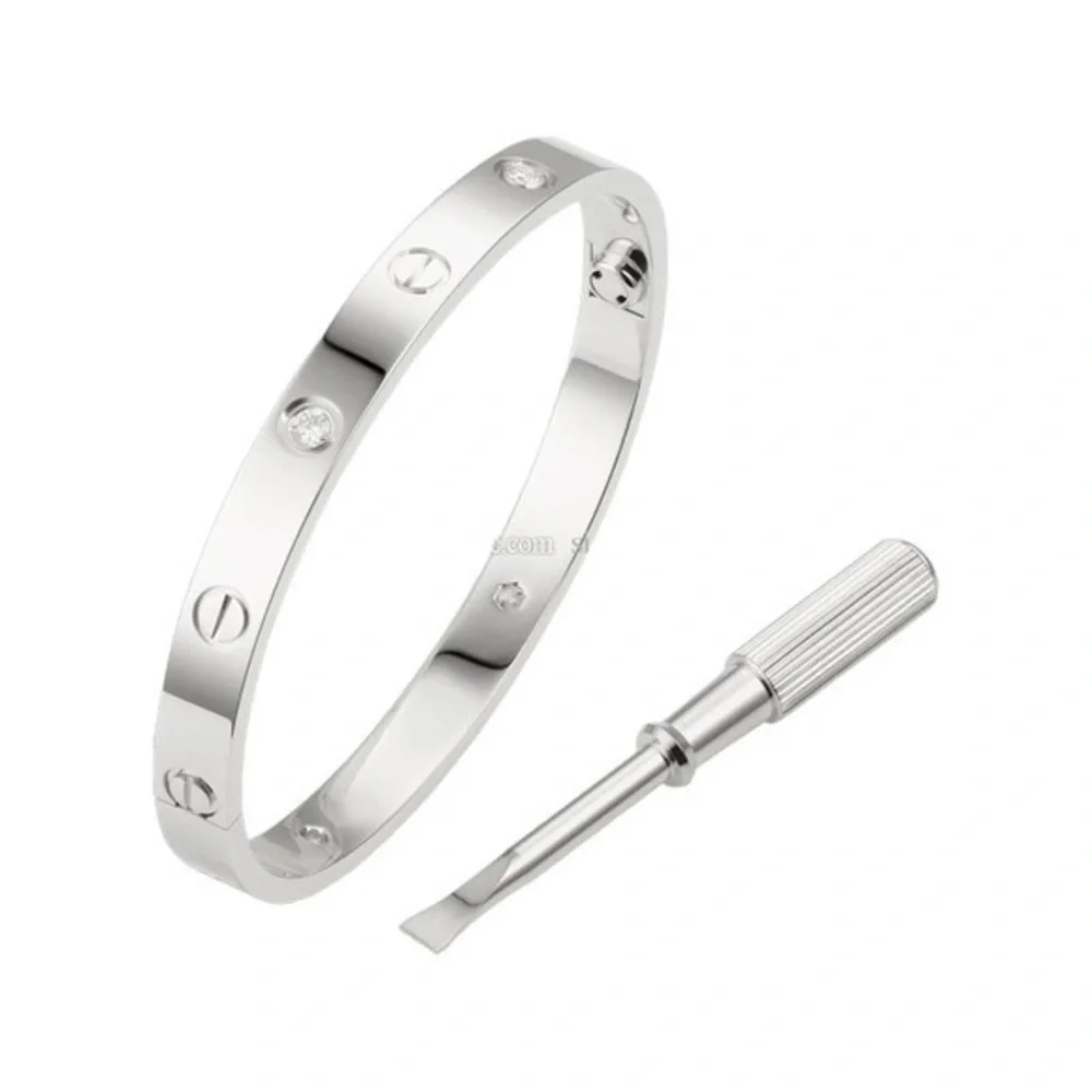 Generic Stainless Steel Screw Cuff Bangle Bracelet with 4 Stones and Screwdriver